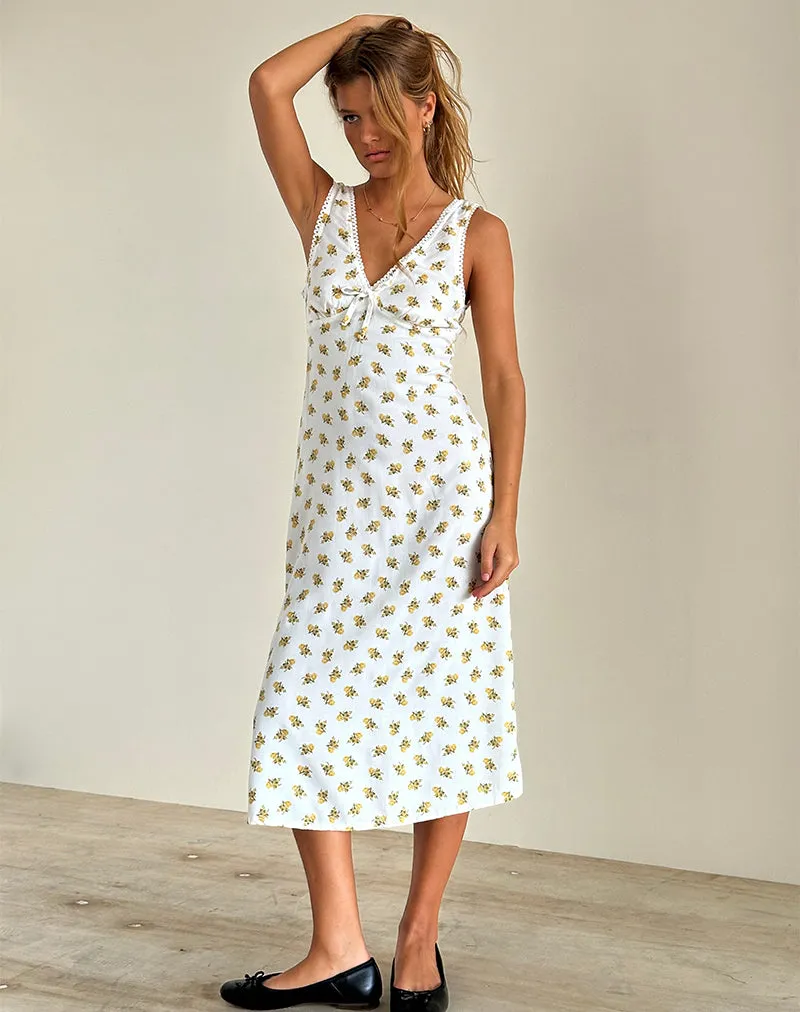 Lavisha Midi Dress in Funshine Floral Off White