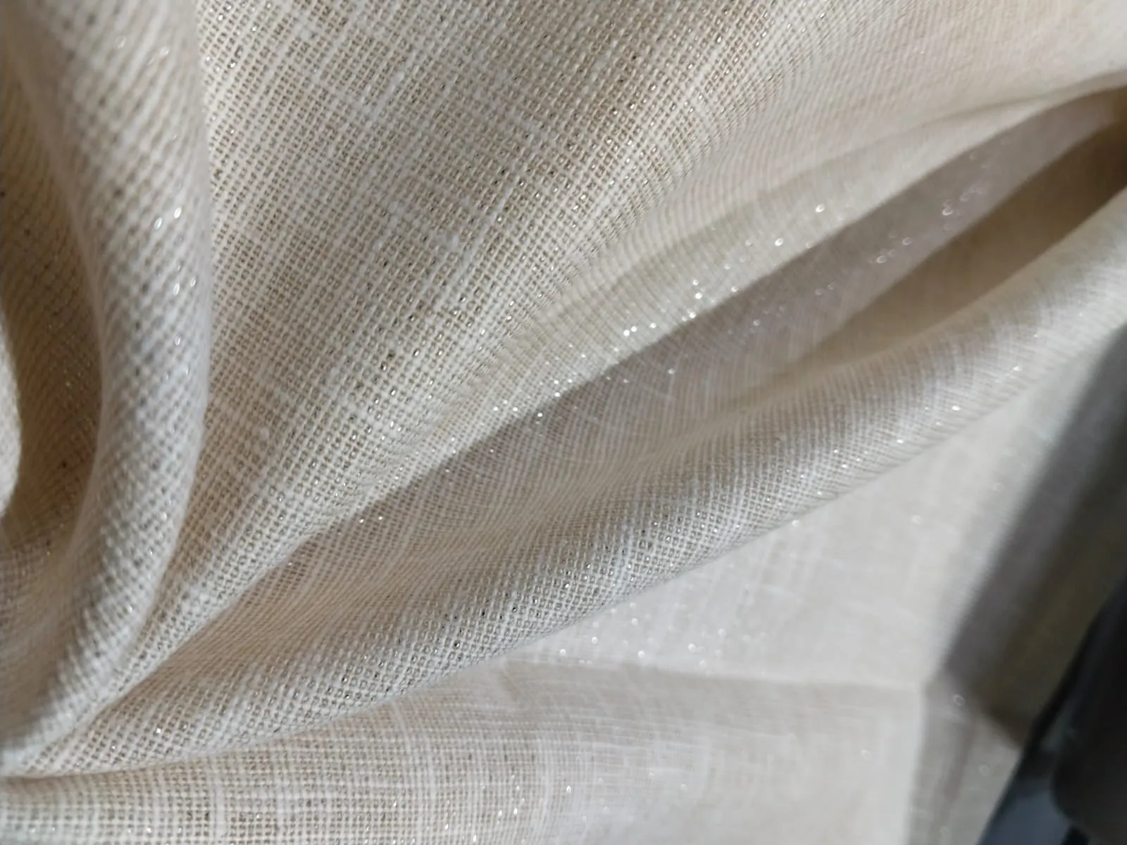 Linen  Lurex  Fabric 58" wide available in 5 variants IVORY, POWDER BLUE ,GOLD X BLUE ,CREAM X GOLD and GOLD DUST