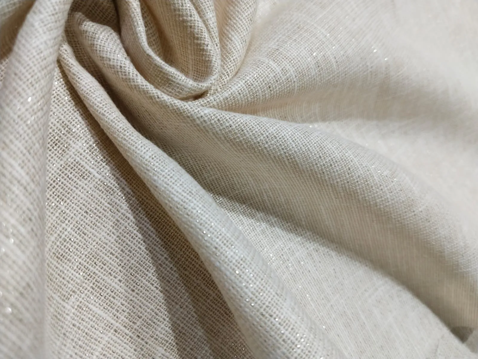 Linen  Lurex  Fabric 58" wide available in 5 variants IVORY, POWDER BLUE ,GOLD X BLUE ,CREAM X GOLD and GOLD DUST