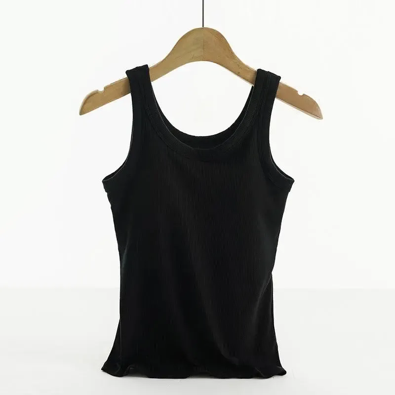 Little Addiction Basic Padded Ribbed Tank Top