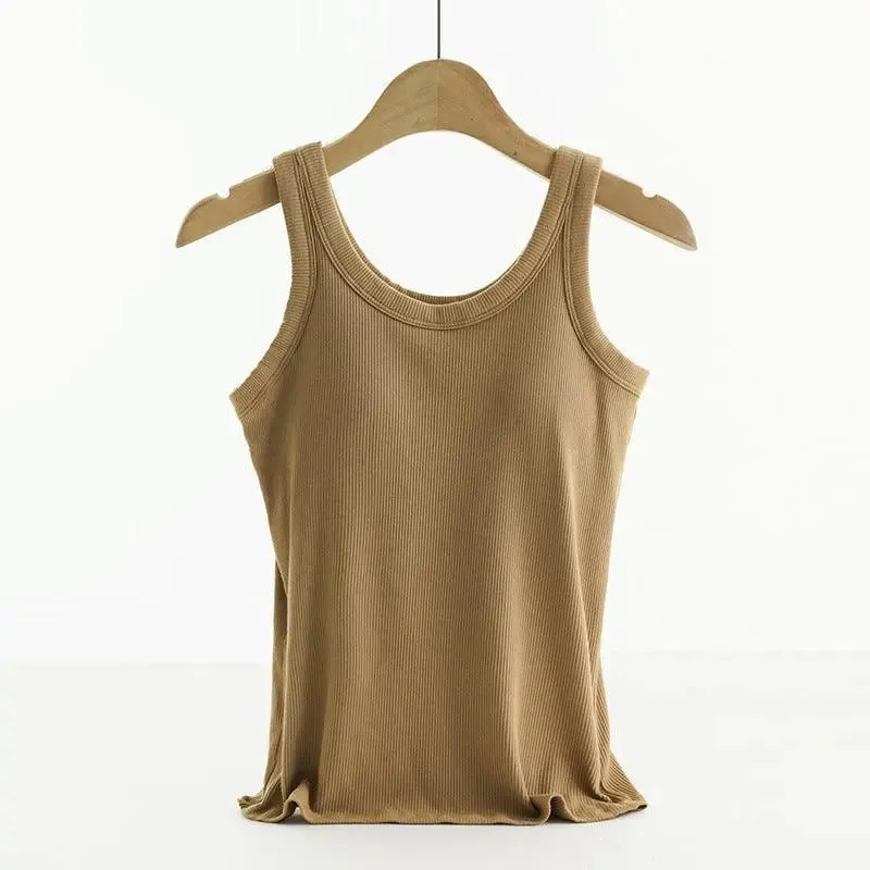 Little Addiction Basic Padded Ribbed Tank Top