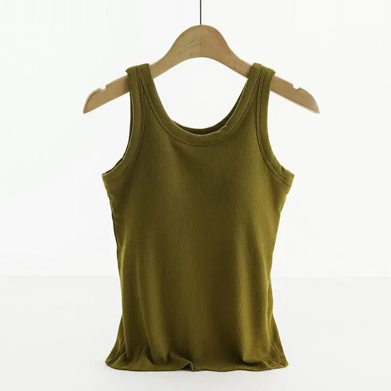 Little Addiction Basic Padded Ribbed Tank Top