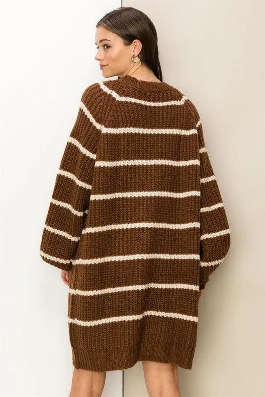 Made For Style Oversized Striped Sweater Cardigan