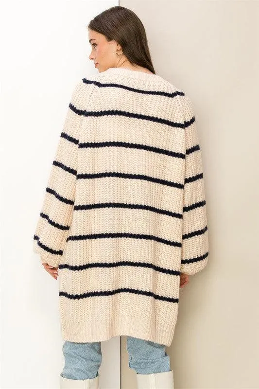 Made For Style Oversized Striped Sweater Cardigan