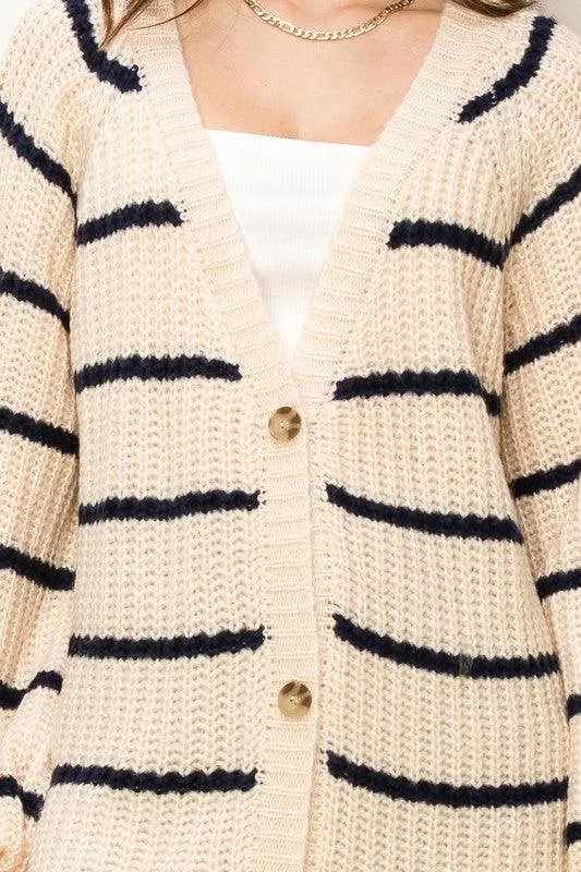 Made For Style Oversized Striped Sweater Cardigan