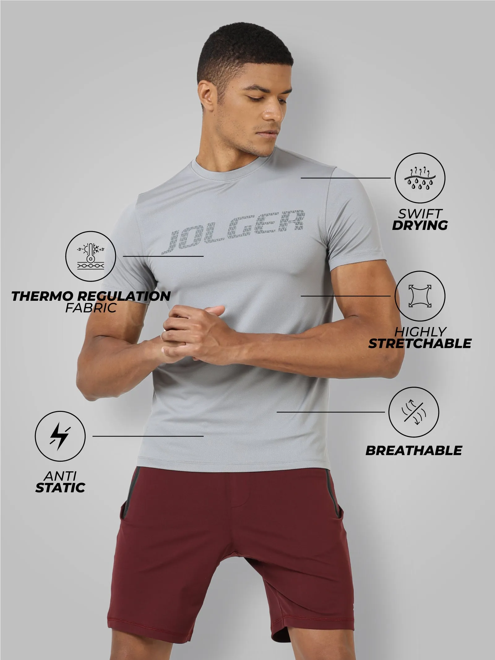 Men's Thermoregulated Quick wicking Crew neck T-shirt