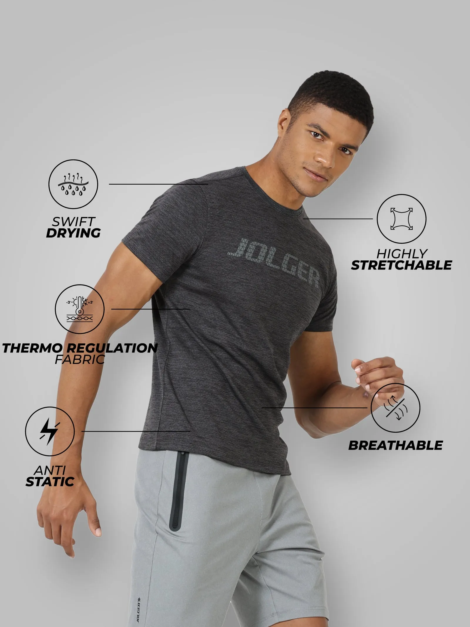 Men's Thermoregulated Quick wicking Crew neck T-shirt