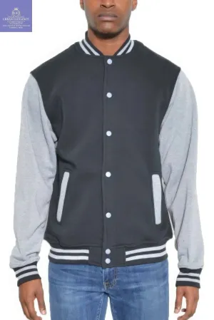 Men's Varsity Fleece Jacket with Snap Buttons