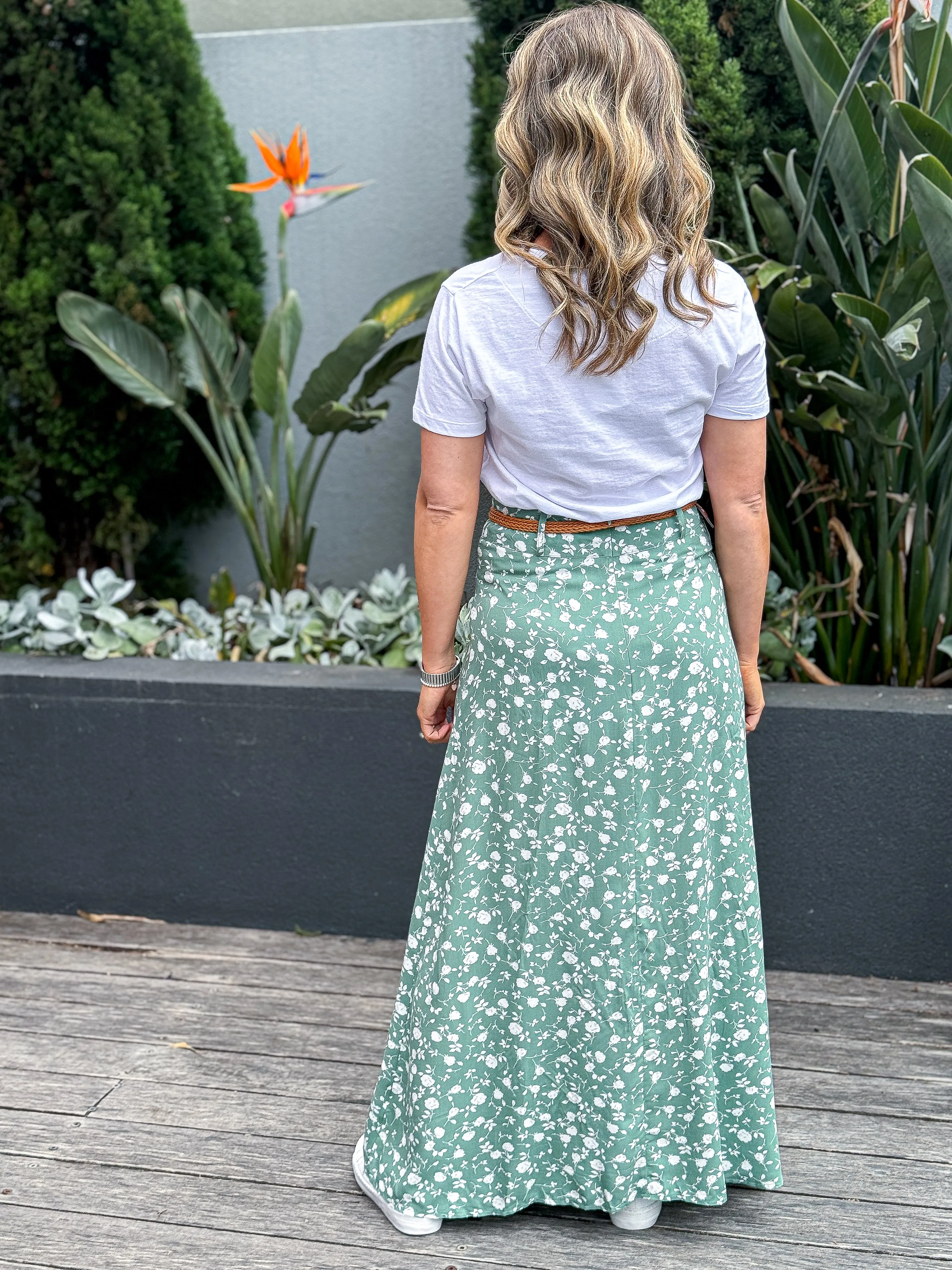 Natalie Maxi Skirt - Sage Floral