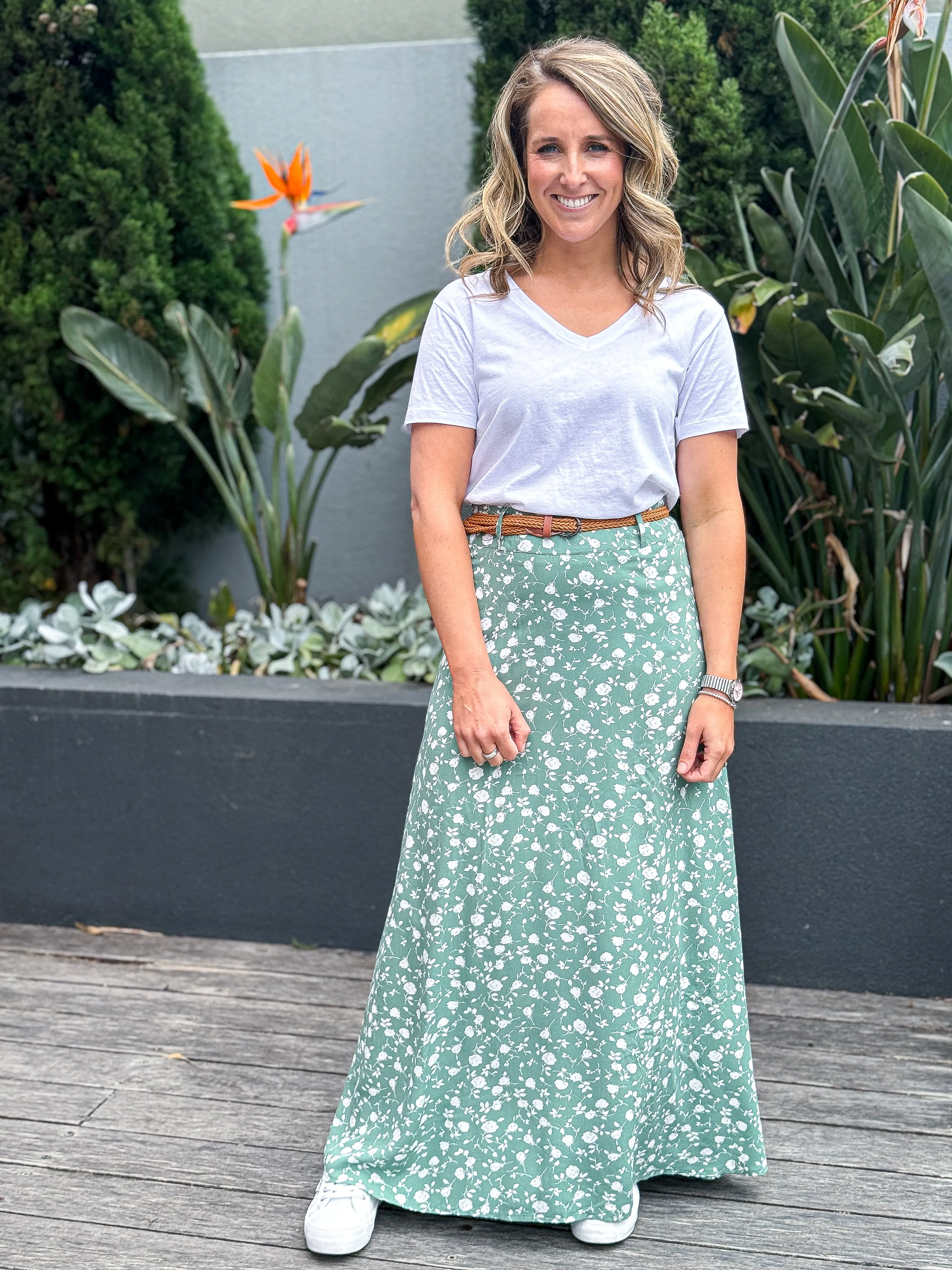 Natalie Maxi Skirt - Sage Floral