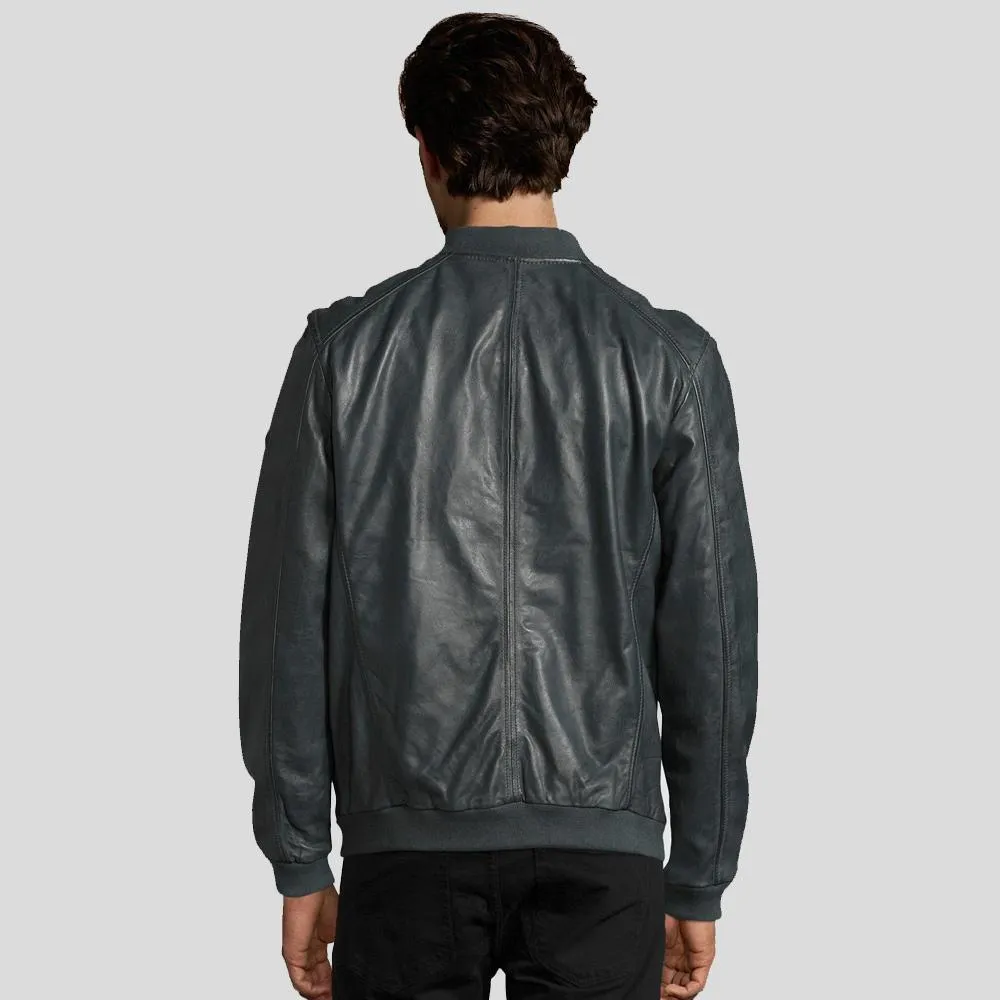 Noch Black Bomber Leather Jacket for Men