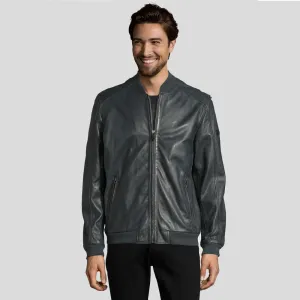 Noch Black Bomber Leather Jacket for Men