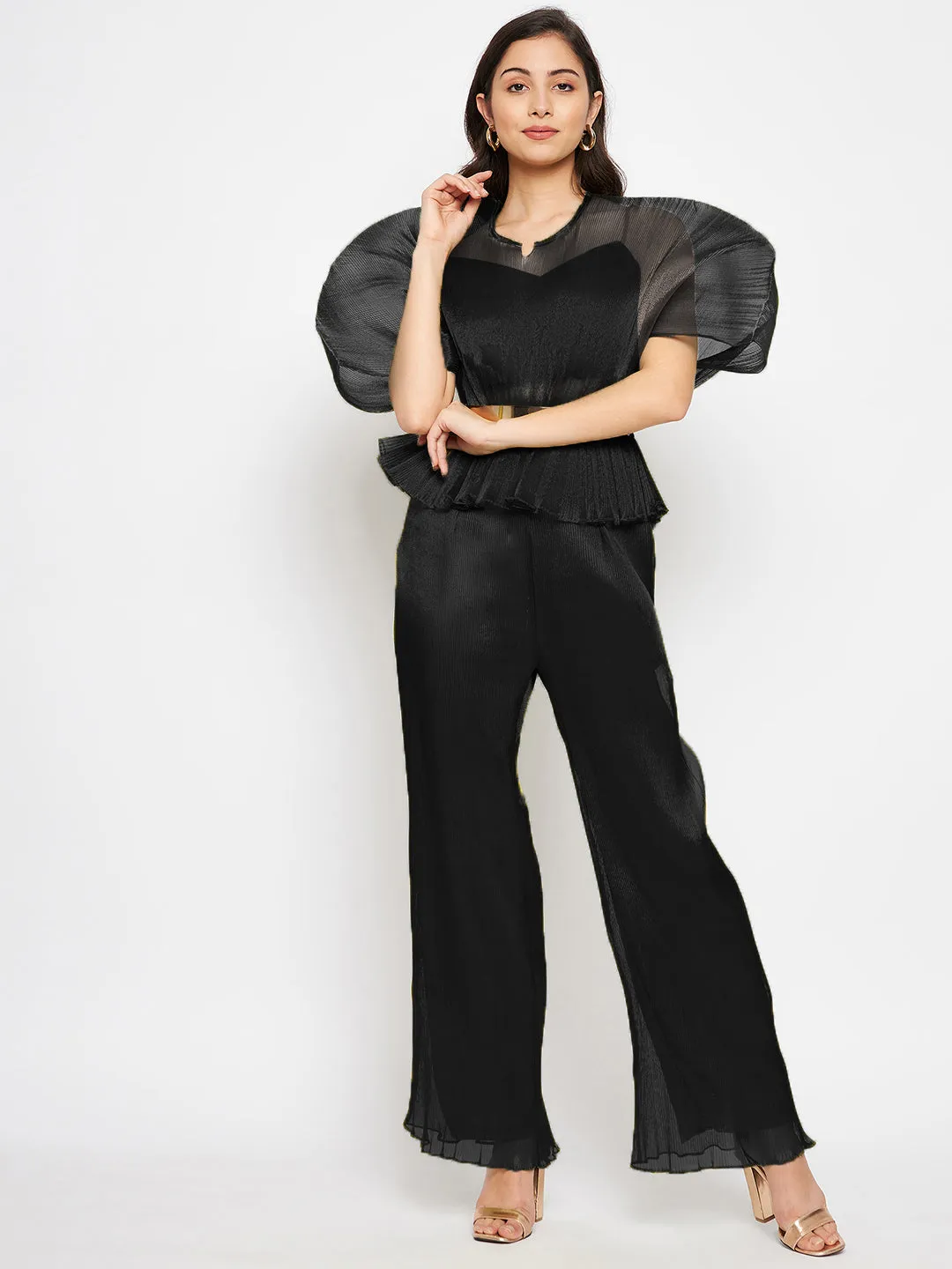 Pleated Top with Exaggerated Sleeves