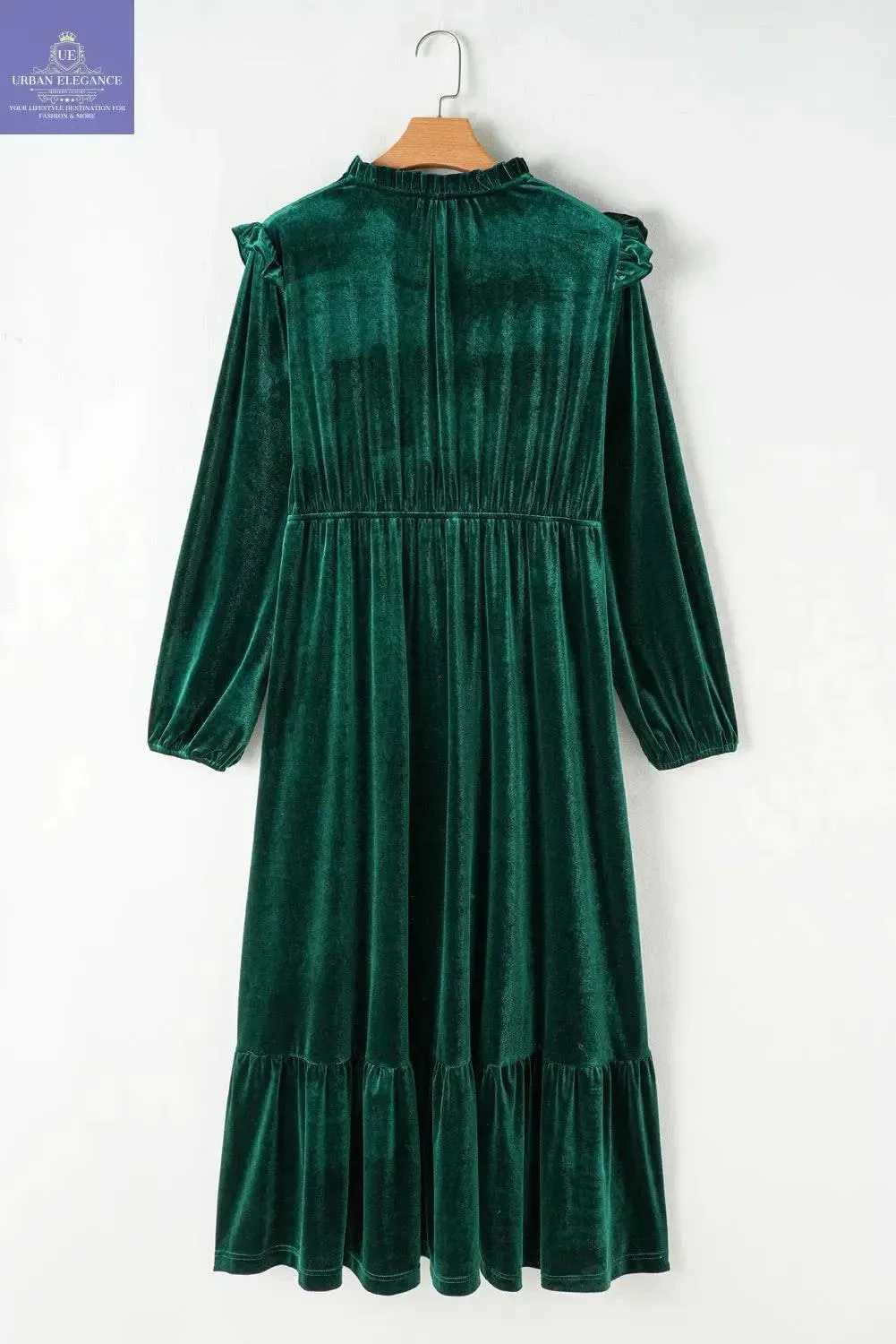 Plus Size Blackish Green Velvet Midi Dress