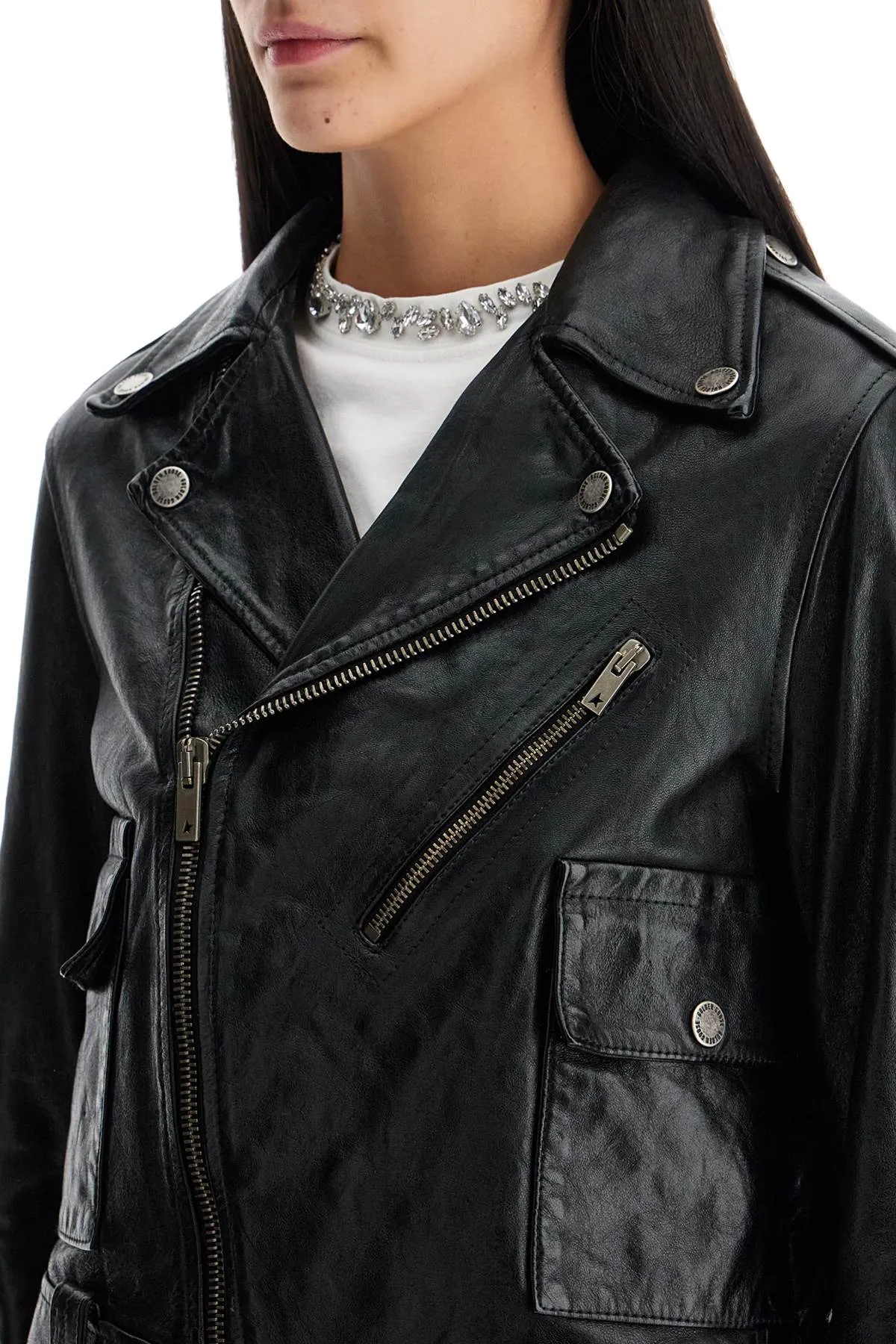 Polished Leather Biker Jacket