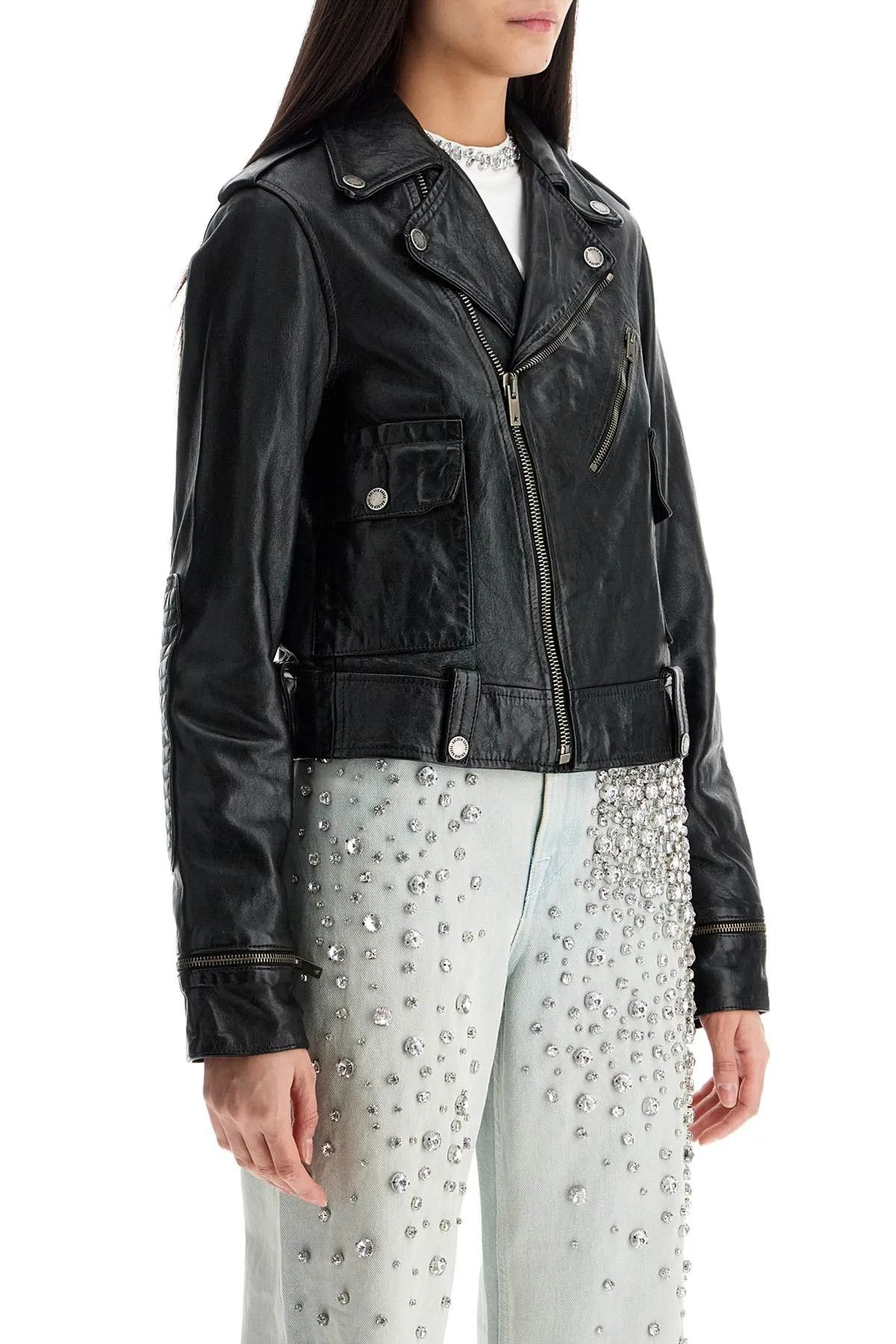 Polished Leather Biker Jacket