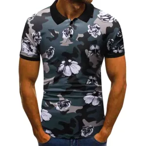 Polo Shirts Men Desiger Flower Short