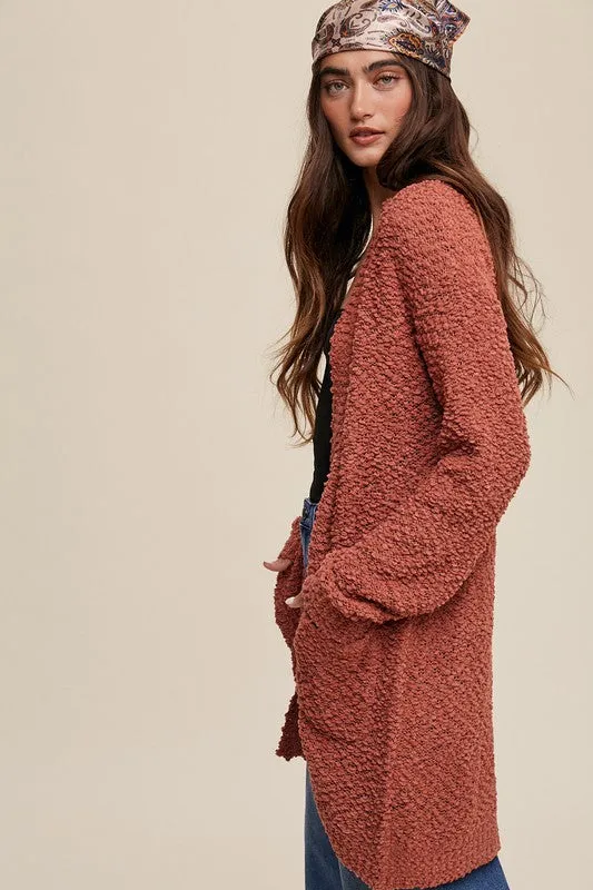 Popcorn Open Knit Cardigan