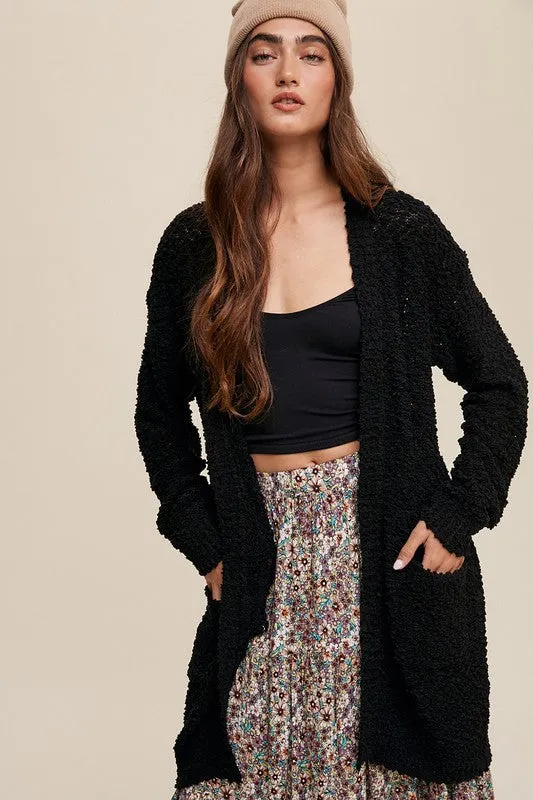 Popcorn Open Knit Cardigan