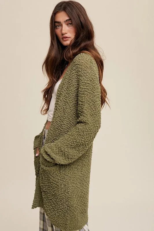 Popcorn Open Knit Cardigan