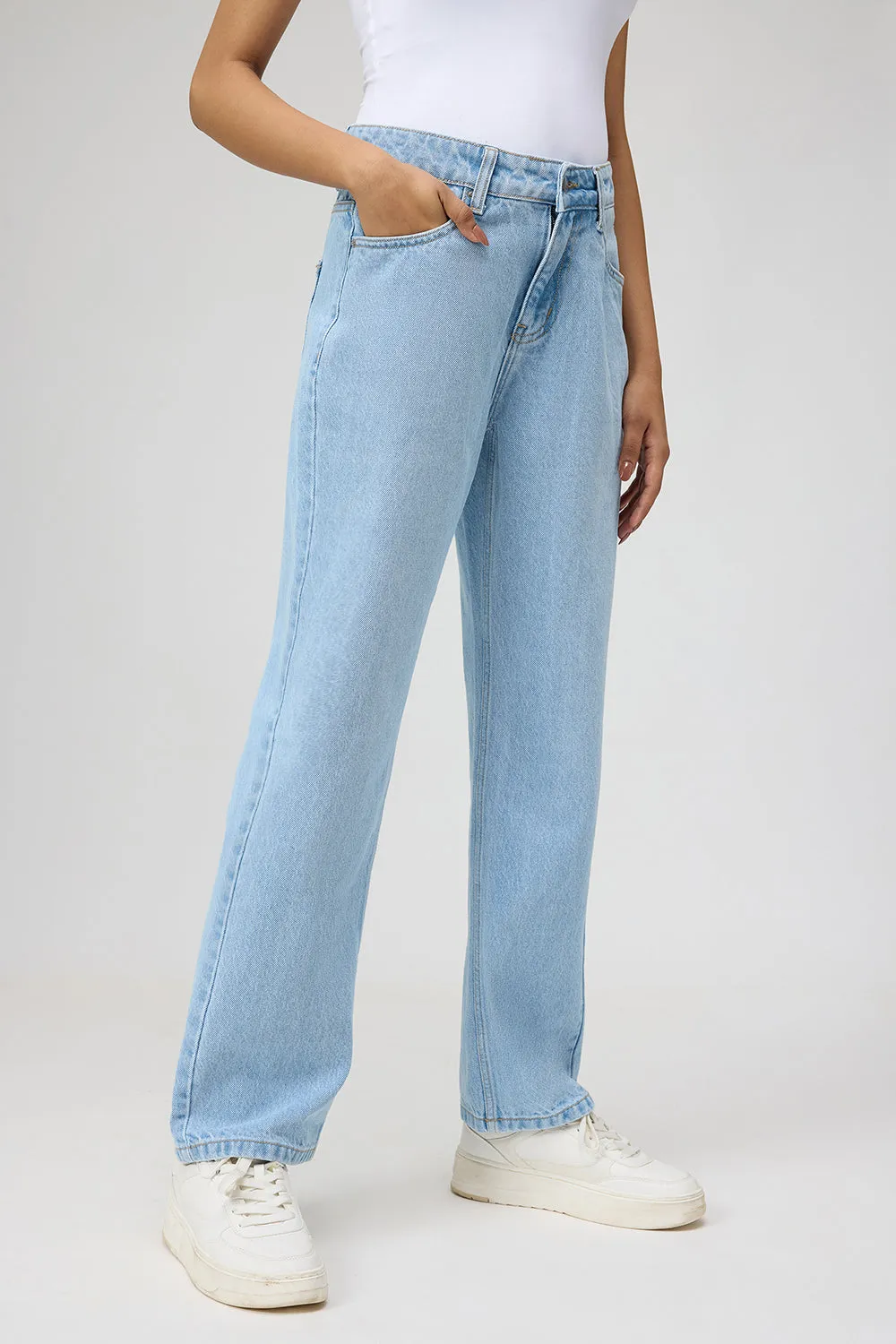 Powder Blue Straight Jeans