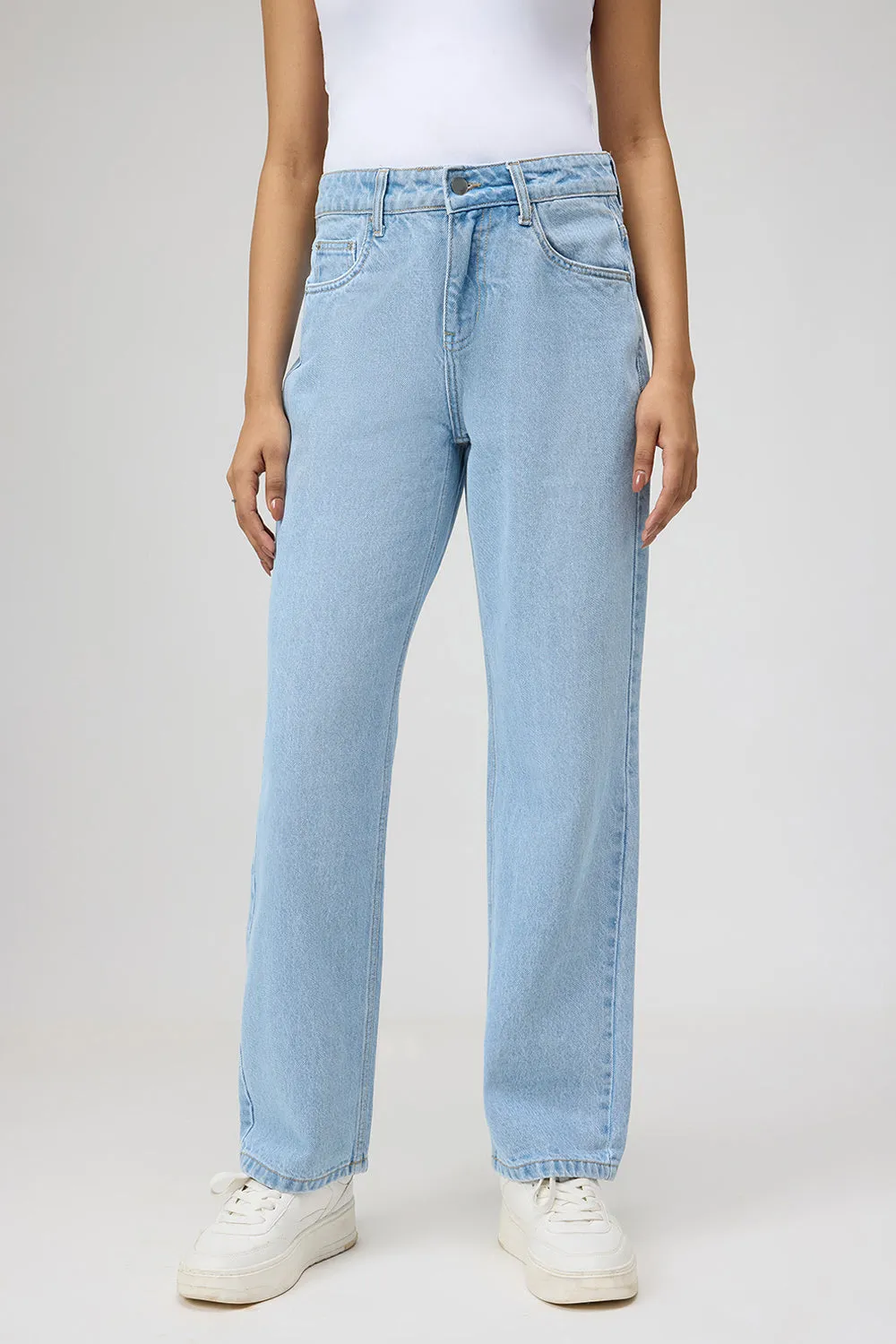 Powder Blue Straight Jeans