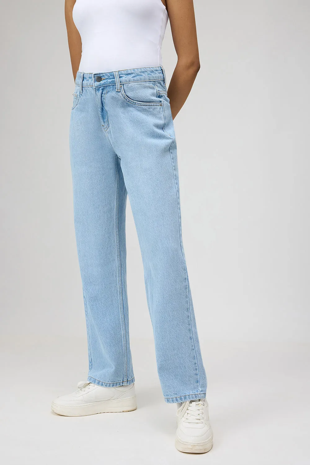 Powder Blue Straight Jeans