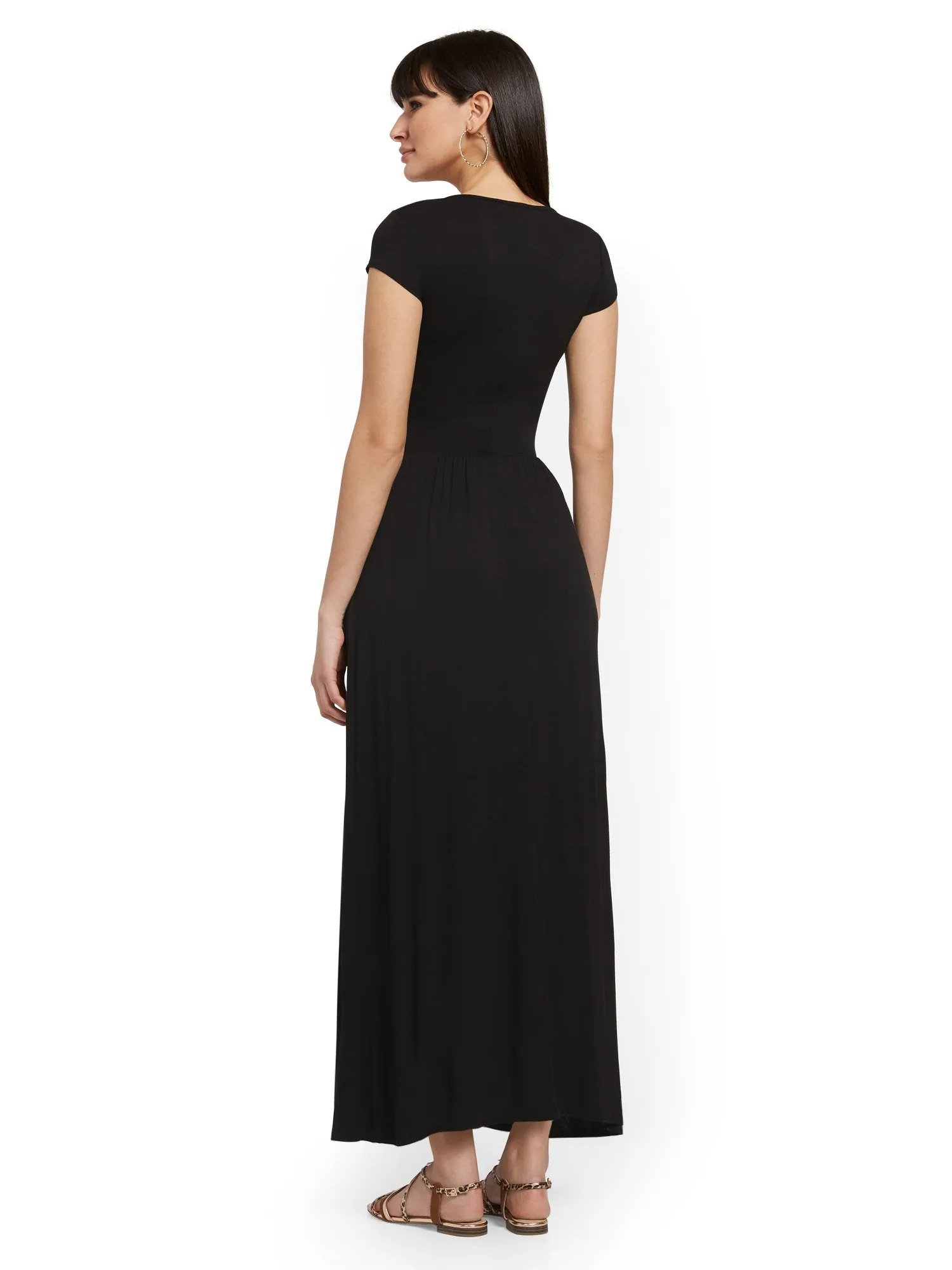 Ruched V-Neck Maxi Dress - NY&C Style System