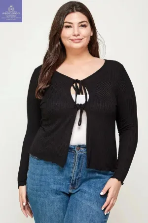 Solid Ribbed Pointelle Cardigan