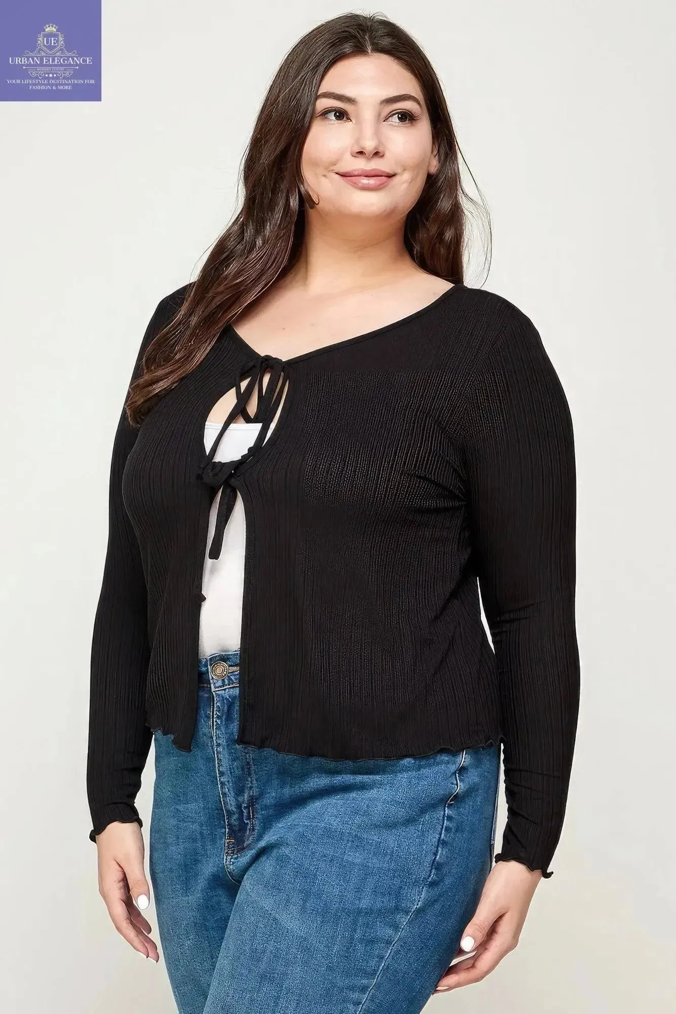 Solid Ribbed Pointelle Cardigan