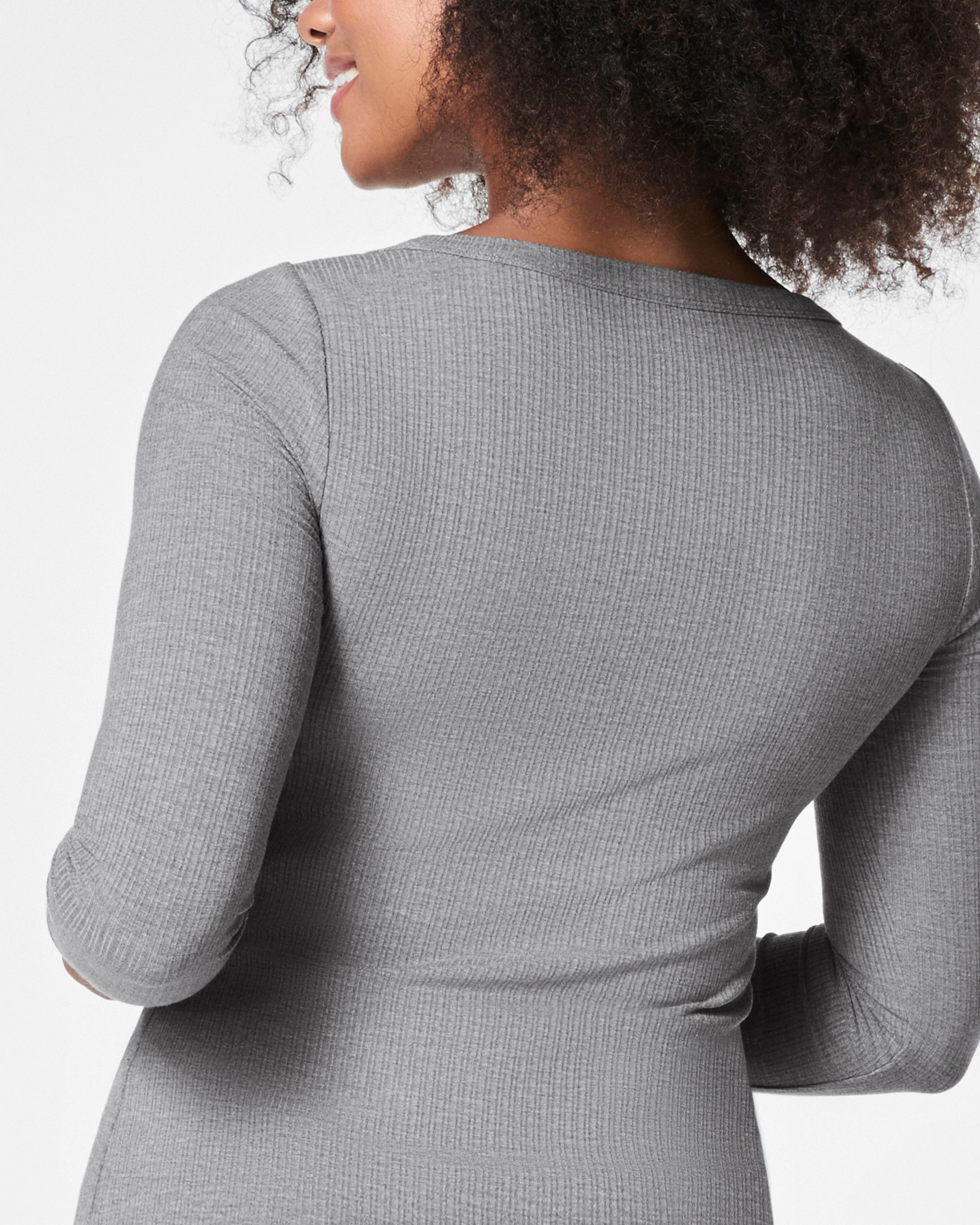 SPANX® Stretch Rib Scoop Neck Long Sleeve Tee, Grey