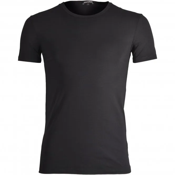 Stretch Cotton Crew-Neck T-Shirt, Black