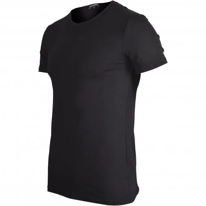 Stretch Cotton Crew-Neck T-Shirt, Black