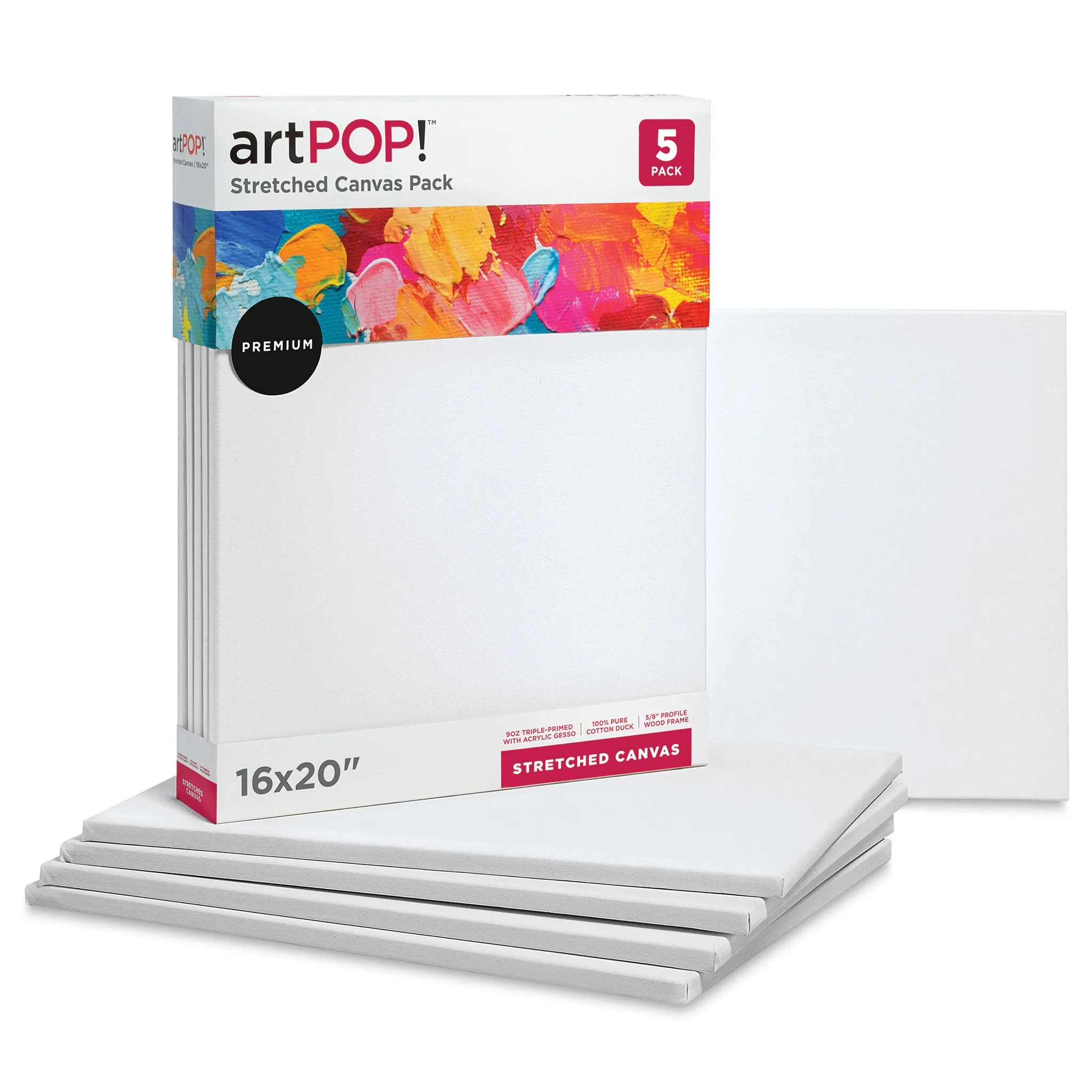 Stretched Canvas Pack - 16" x 20", Pkg of 5