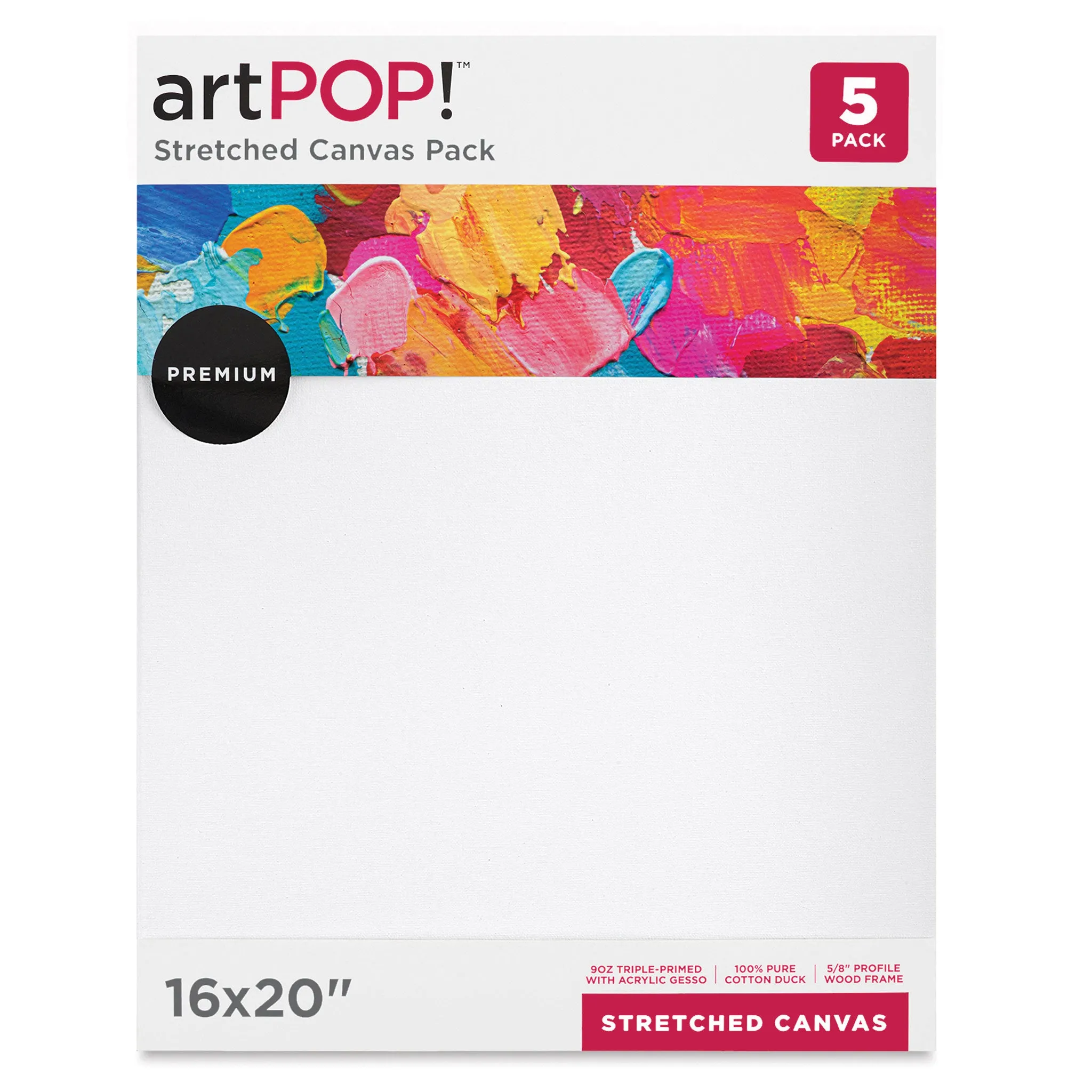 Stretched Canvas Pack - 16" x 20", Pkg of 5