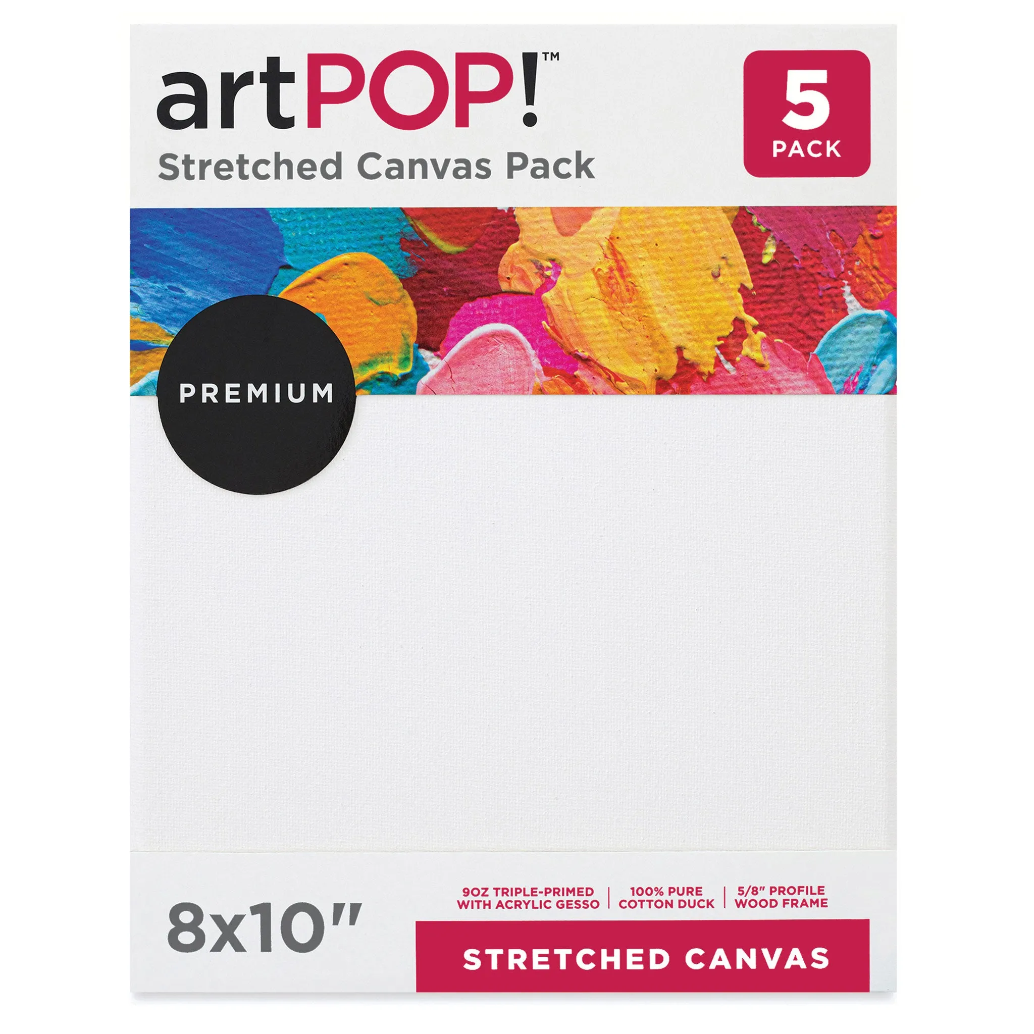 Stretched Canvas Pack - 8" x 10", Pkg of 5