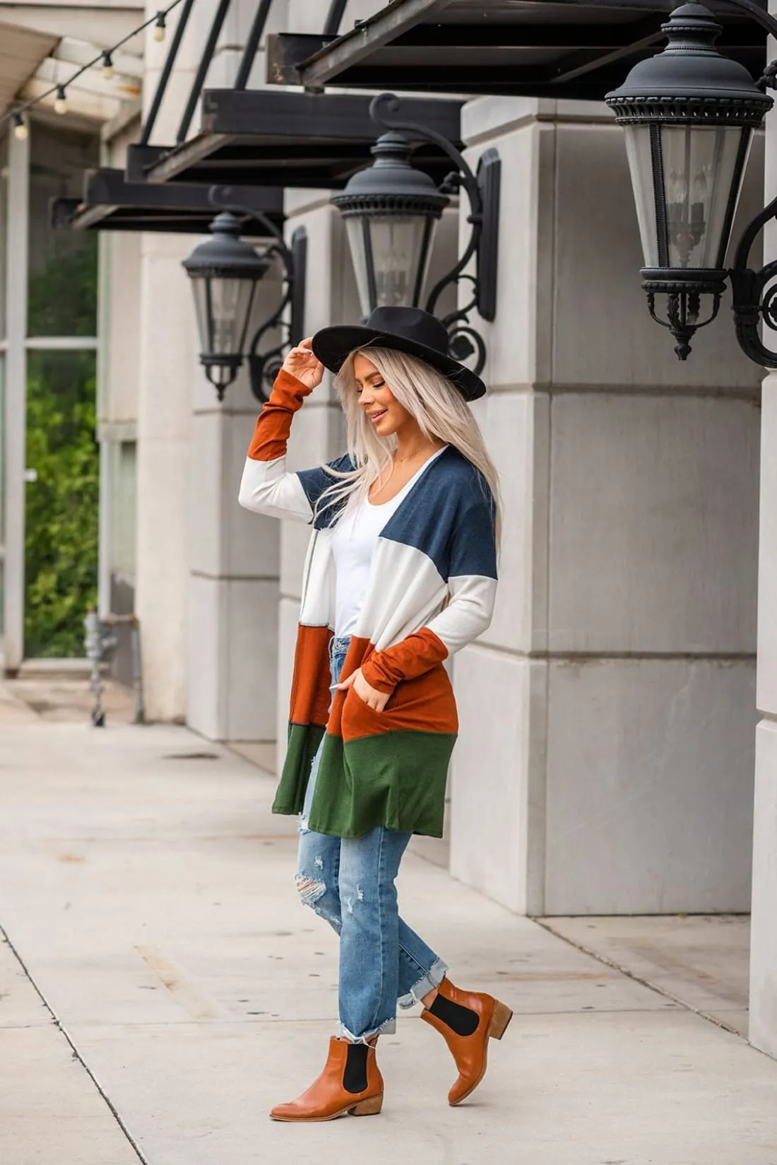 Sweater Weather Color Block Cardigan