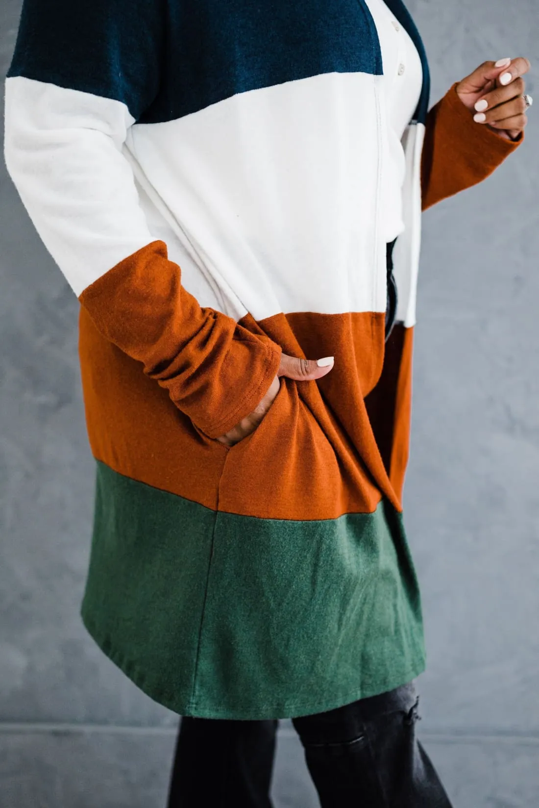 Sweater Weather Color Block Cardigan