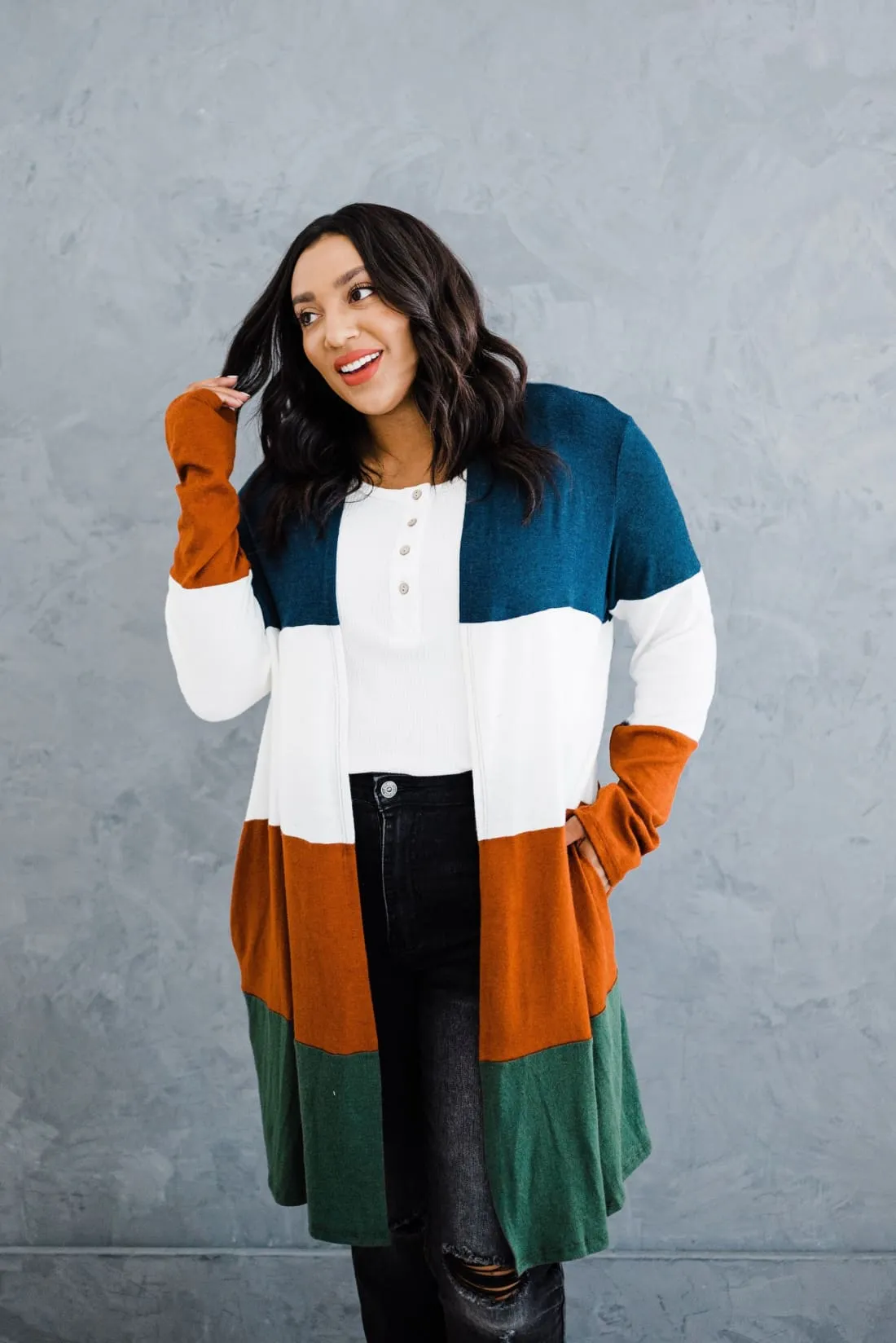 Sweater Weather Color Block Cardigan