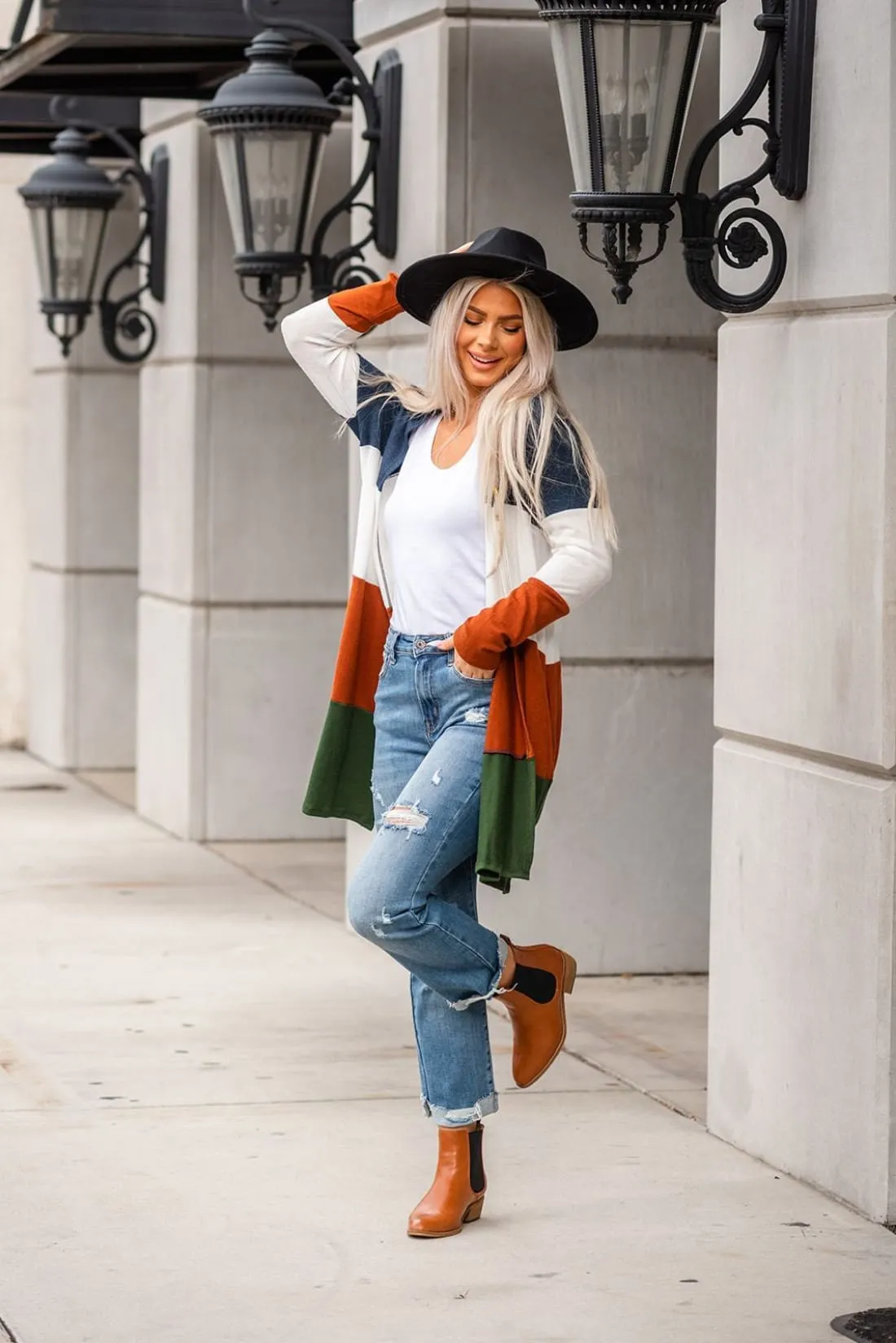 Sweater Weather Color Block Cardigan