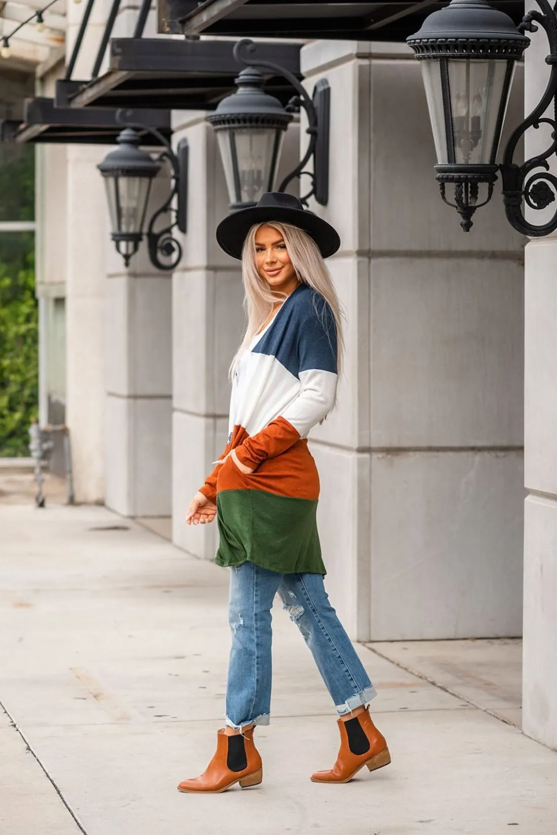 Sweater Weather Color Block Cardigan