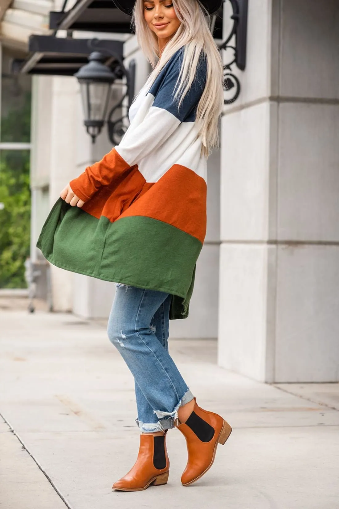 Sweater Weather Color Block Cardigan