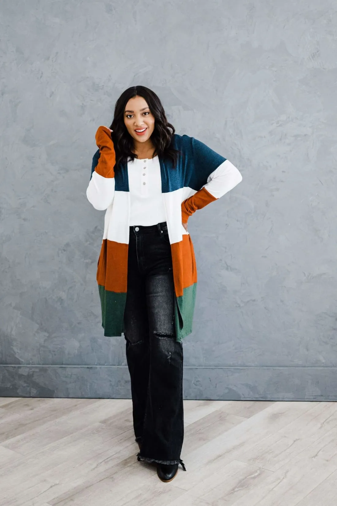 Sweater Weather Color Block Cardigan