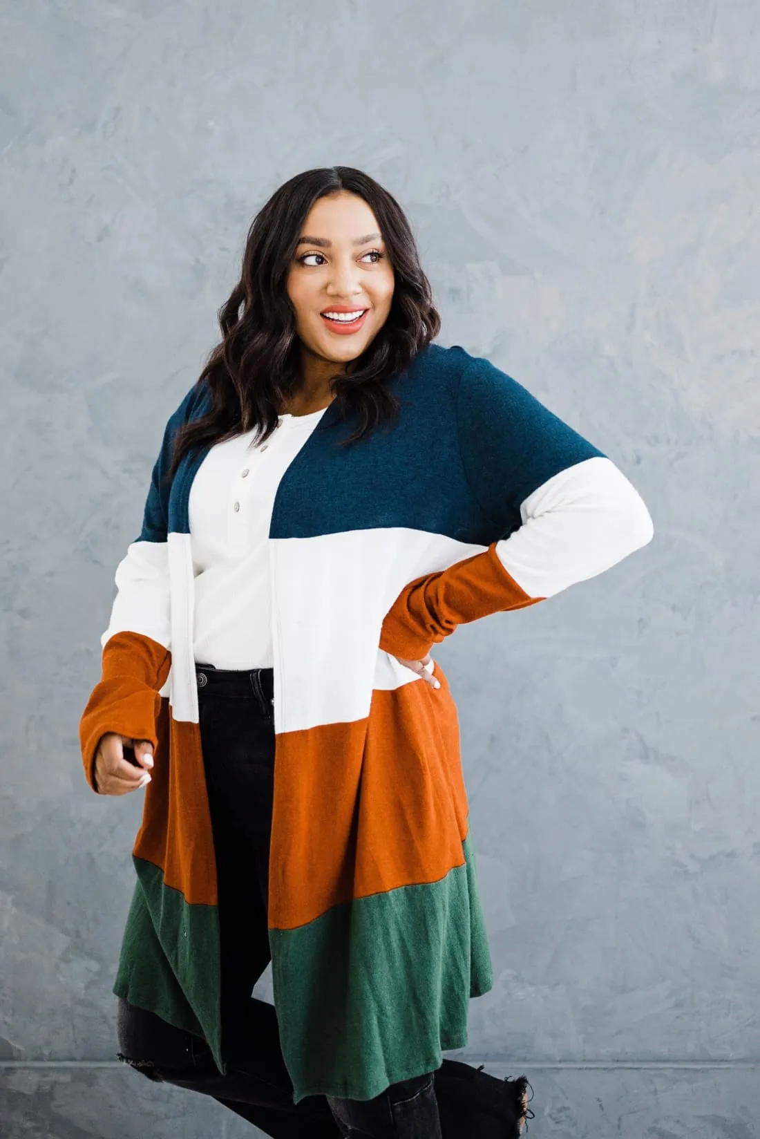 Sweater Weather Color Block Cardigan