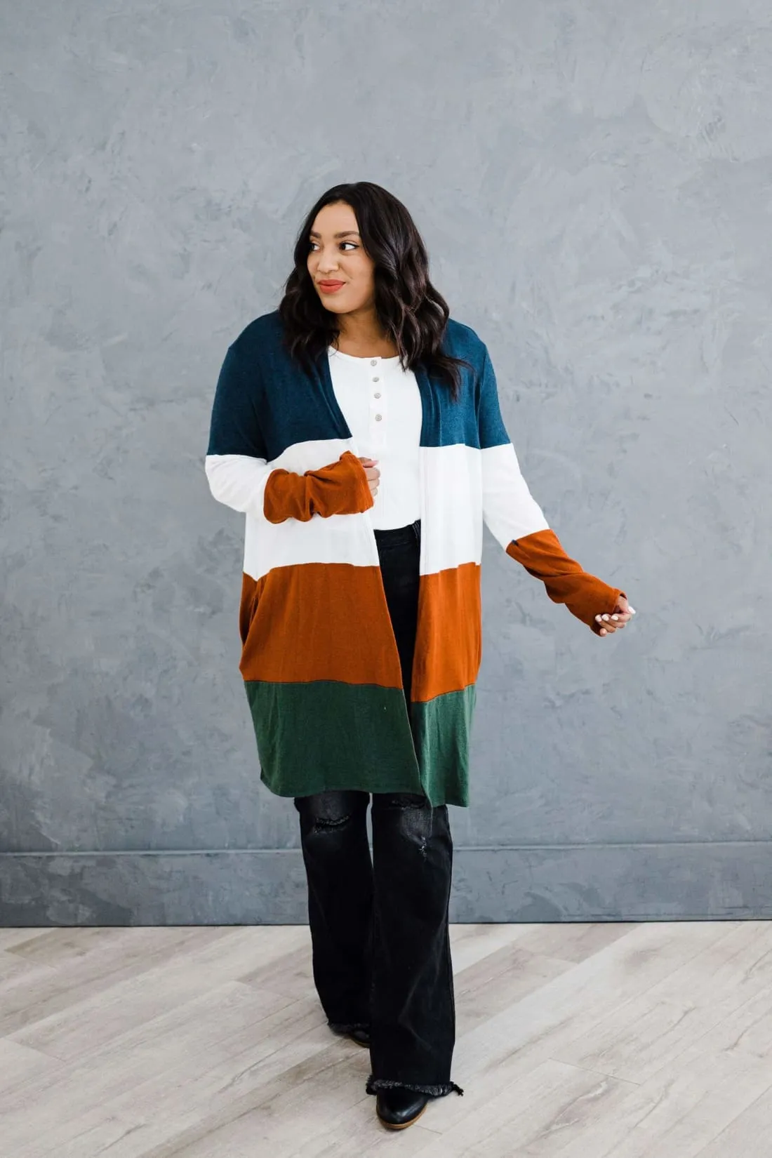 Sweater Weather Color Block Cardigan