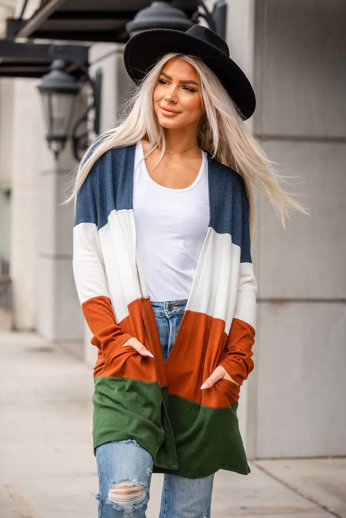 Sweater Weather Color Block Cardigan