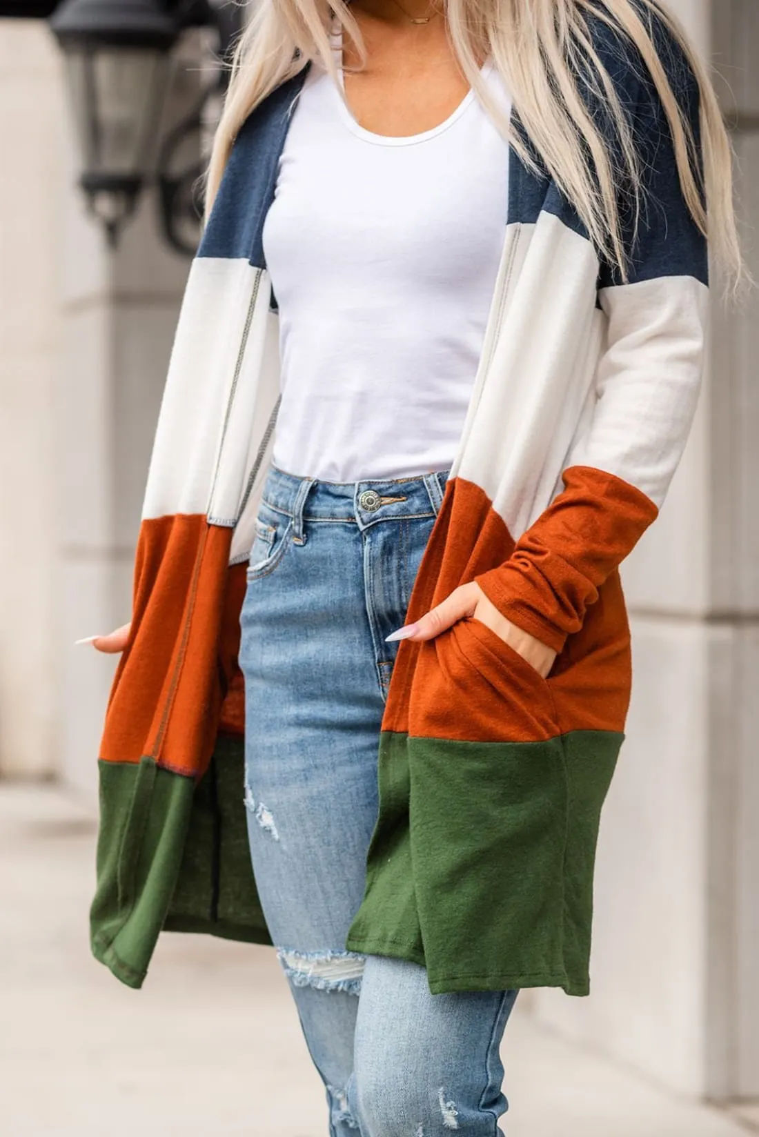 Sweater Weather Color Block Cardigan