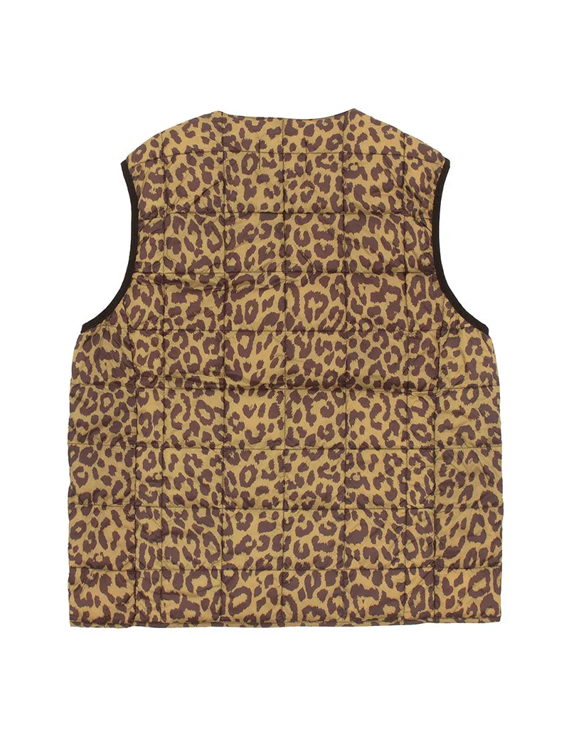 Taion Womens V Neck Button Down Vest Leopard