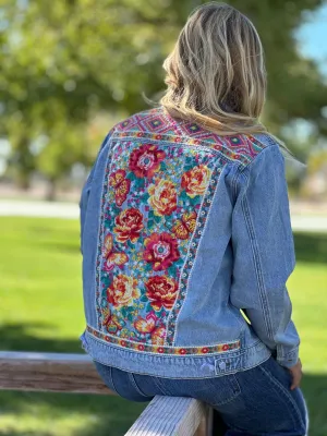 The Call Me Floral Embroidered Denim Jacket