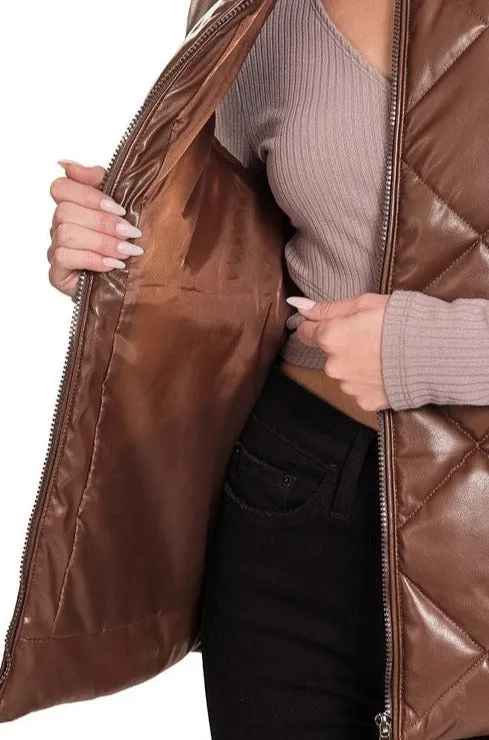 Vegan Leather Puffer Vest